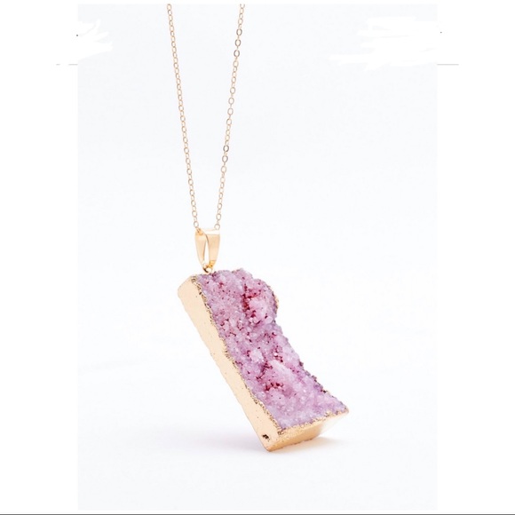 Real Stone Druzy Necklace - Picture 3 of 3